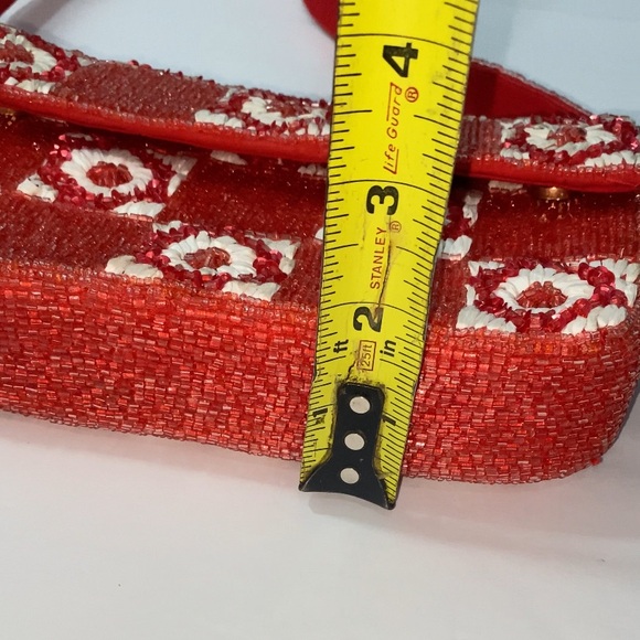 Anthropologie The Fiona Beaded Bag: Floral Edition Red White - Picture 6 of 8